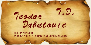 Teodor Dabulović vizit kartica